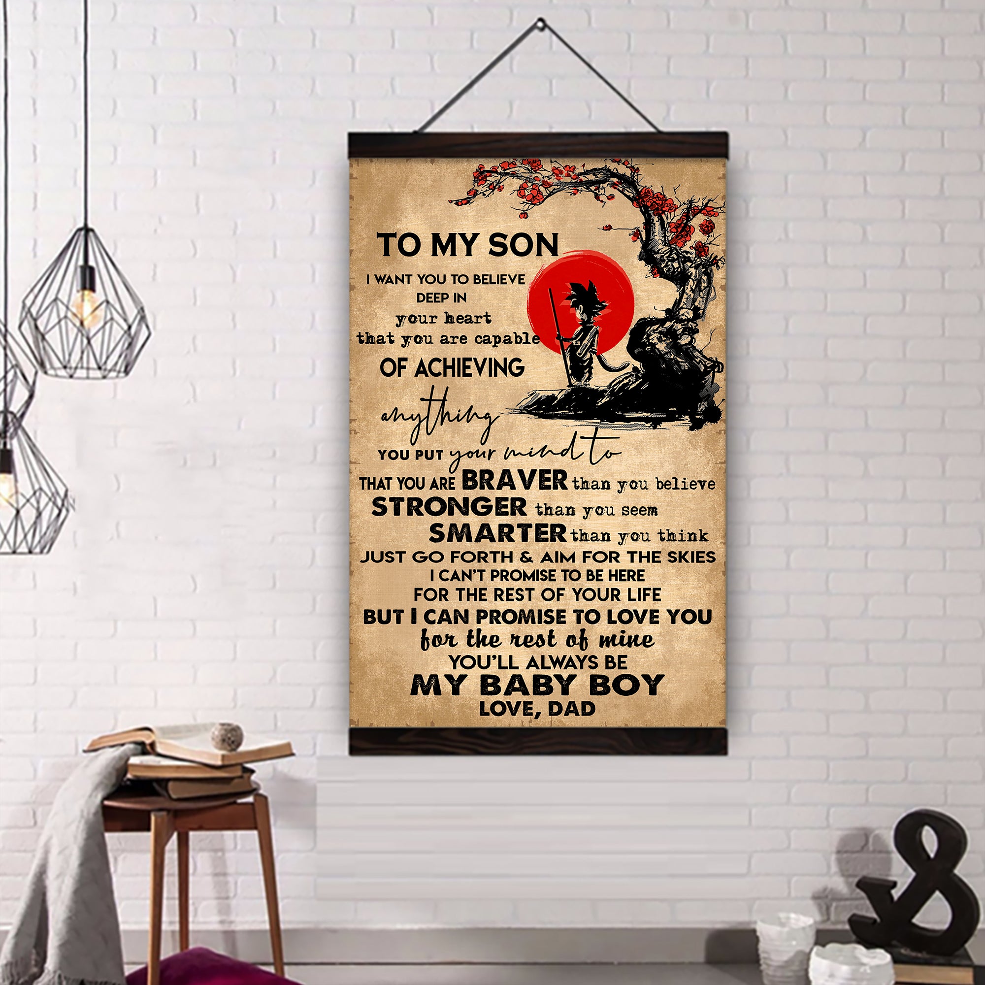 (CV43) TO MY SON- NEVER LOSE - DRAGON BALL - GOKU VEGETA- SOLDIER - NARUTO - CANVAS POSTER ALL STYLE
