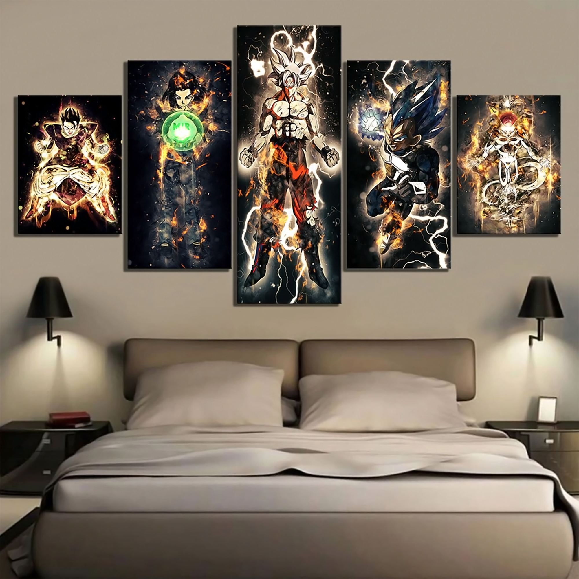 Dragon Ball - 5 Pieces Wall Art - Gohan - Androi 17 - Mastered Ultra Instinct Goku - Vegeta - Frieza - Printed Wall Pictures Home Decor - Dragon Ball Poster - Dragon Ball Canvas