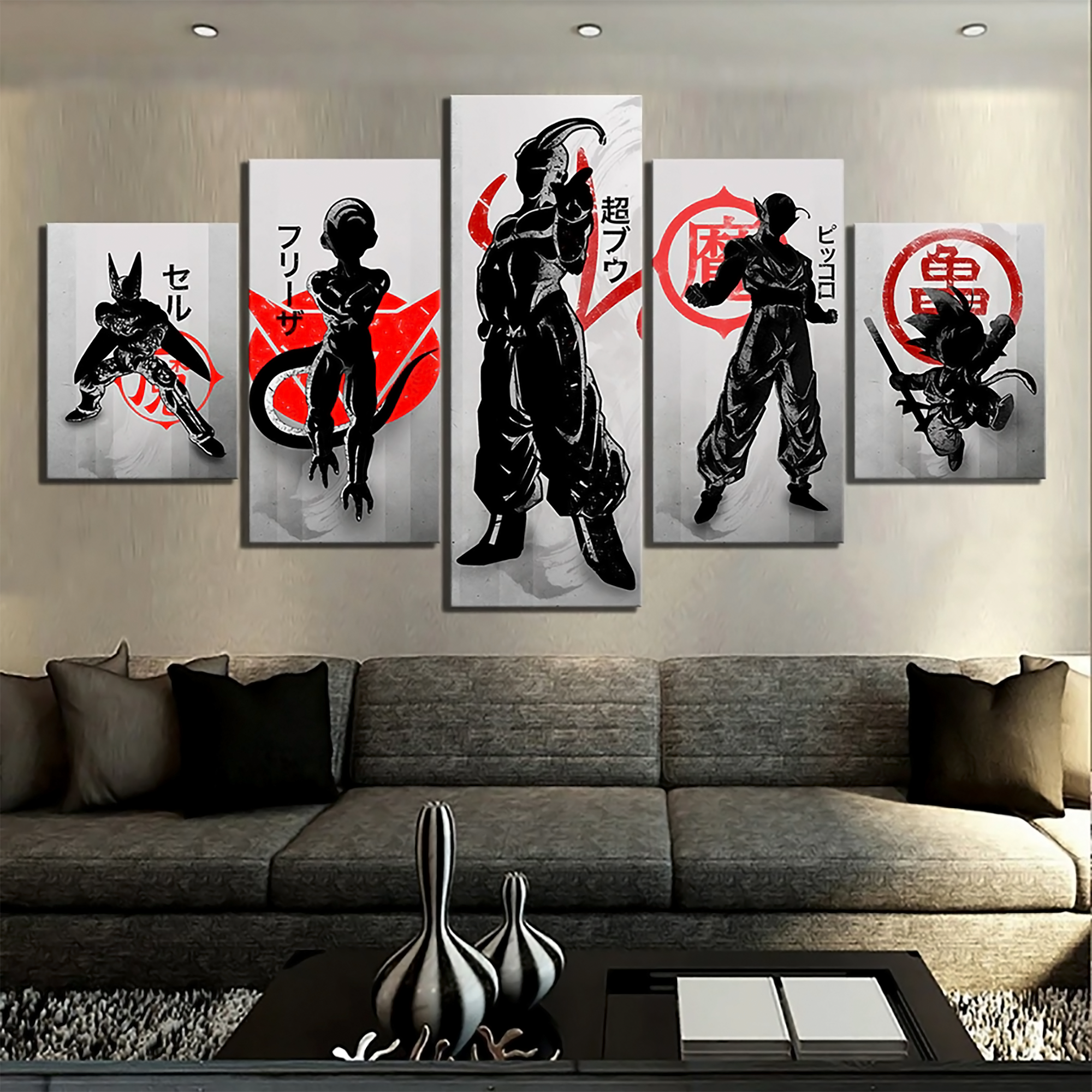 Dragon Ball - 5 Pieces Wall Art - Cell - Frieza - Majim Buu - Piccolo - Kid Goku - Printed Wall Pictures Home Decor - Dragon Ball Poster - Dragon Ball Canvas