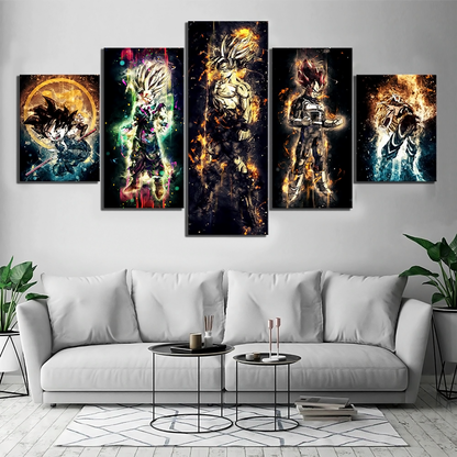 Dragon Ball - 5 Pieces Wall Art - Kid Goku - Goku - Vegeta - Gohan - Printed Wall Pictures Home Decor - Dragon Ball Poster - Dragon Ball Canvas