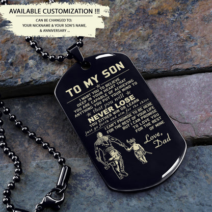 TM2 To My Son- Dog Tag - Never Lose 2 - Dragon ball - Goku Vegeta- Soldier - Engraved Dog Tag All Style