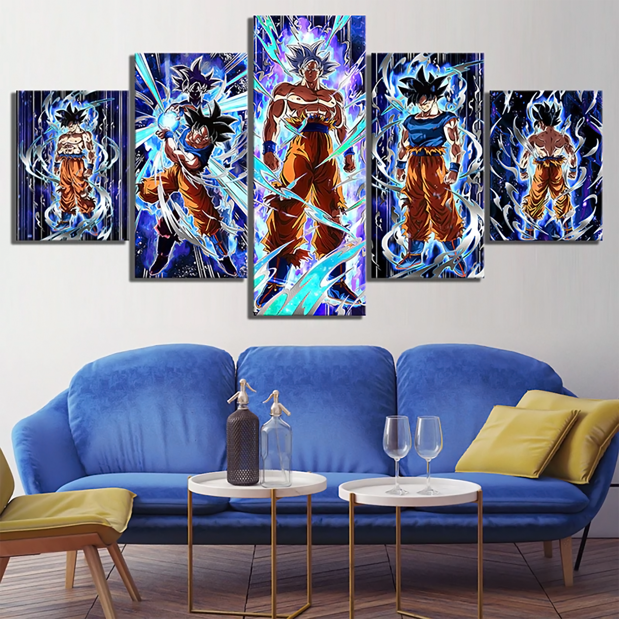 Dragon Ball - 5 Pieces Wall Art - Mastered Ultra Instinct Goku - Dragon Ball Super - Printed Wall Pictures Home Decor - Dragon Ball Poster - Dragon Ball Canvas