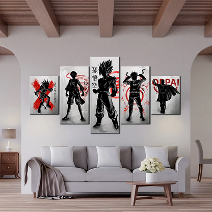 Dragon Ball - 5 Pieces Wall Art - Goku - Naruto - Luffy - Printed Wall Pictures Home Decor - Dragon Ball Poster - Dragon Ball Canvas