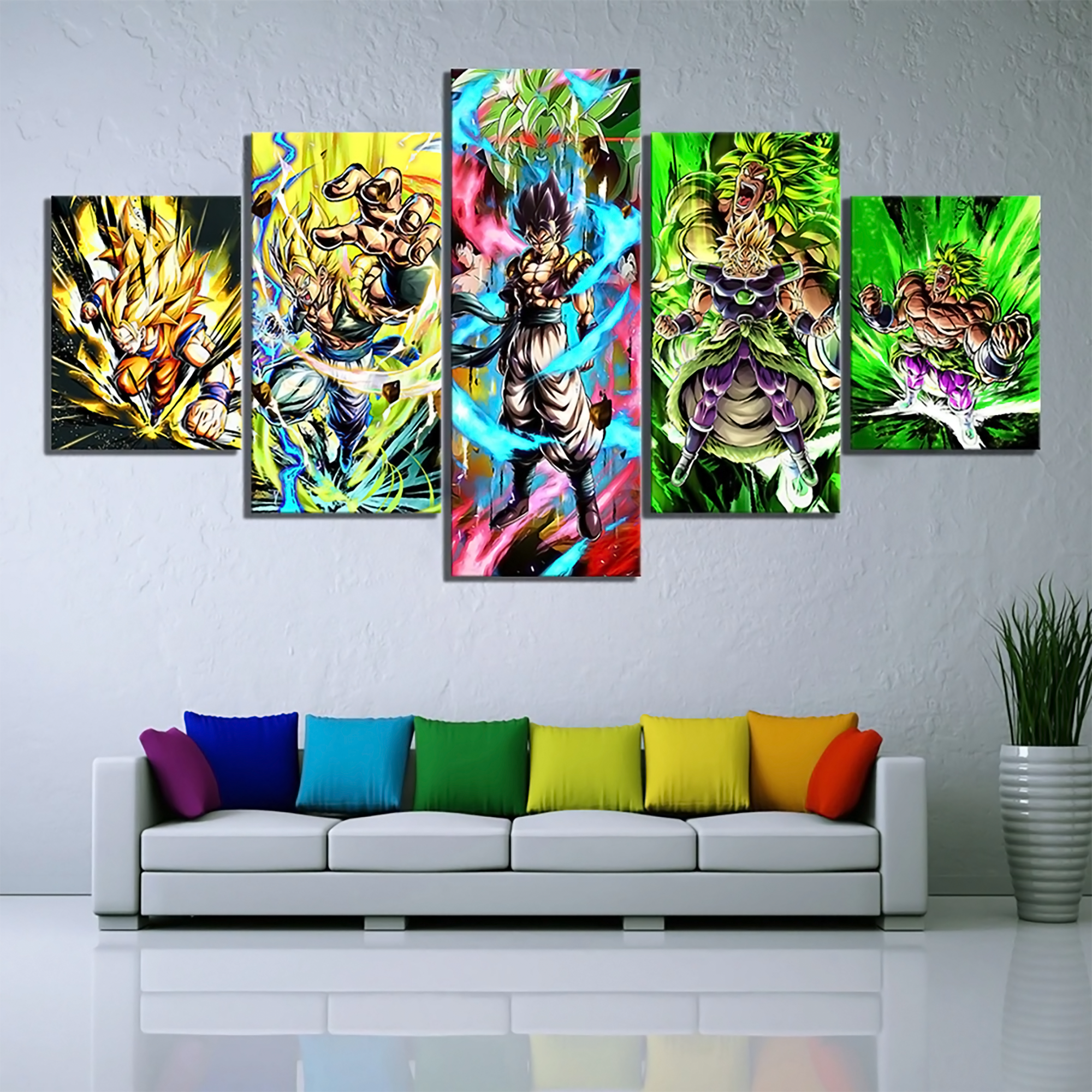 Dragon Ball - 5 Pieces Wall Art - Goku - Vegeta - Vegeto - Broly - Printed Wall Pictures Home Decor - Dragon Ball Poster - Dragon Ball Canvas