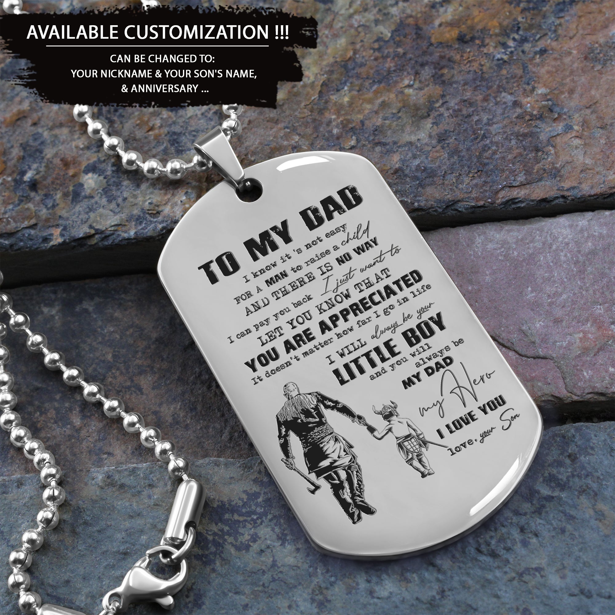 G2 - To My Dad - Son- Dog Tag  - Viking - Father's day