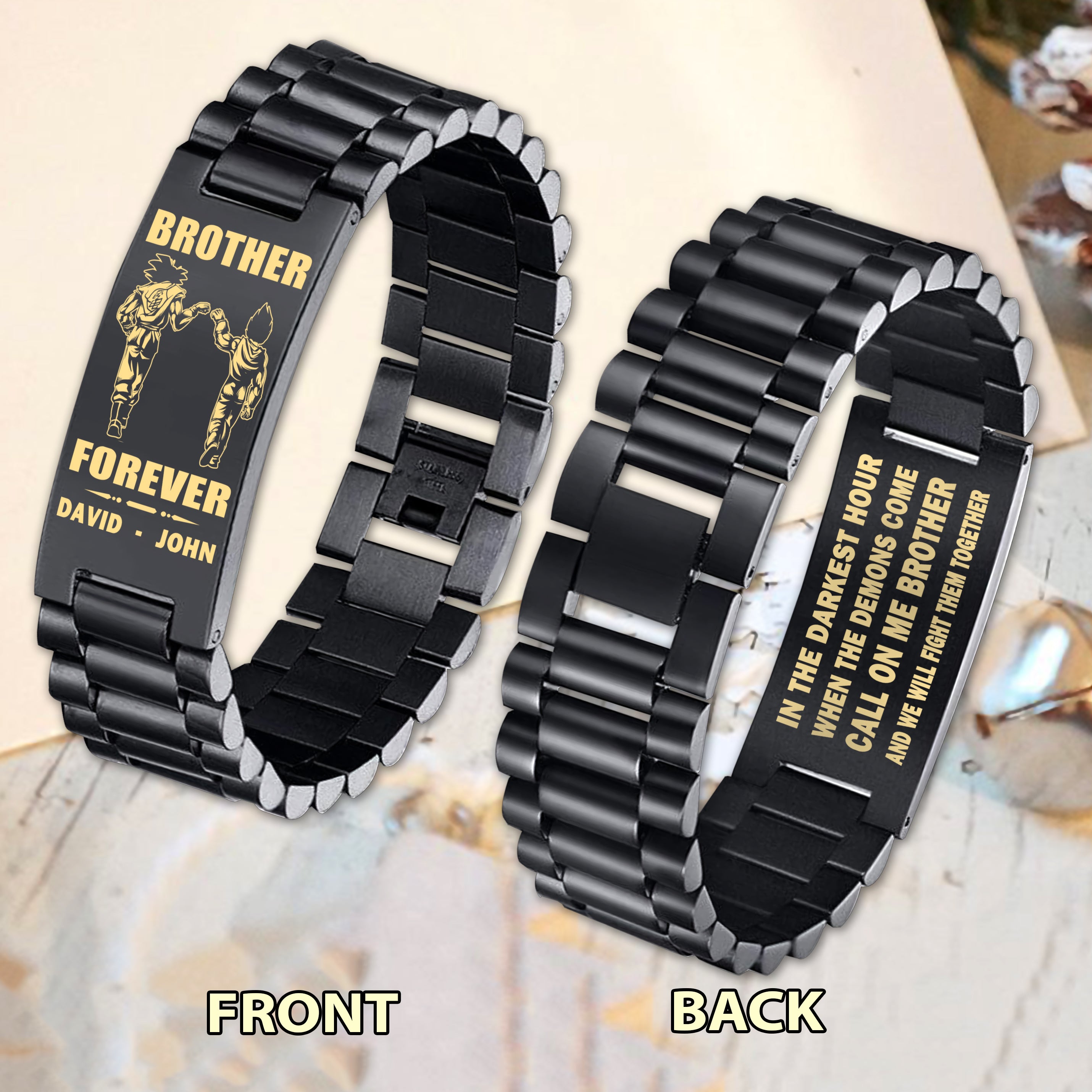 BA2 Call on me Brother - Goku Vegeta - Soldier -Engraved Bracelet All Style