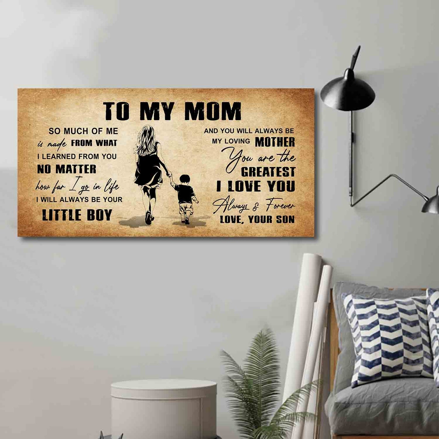 (M4) TO MY MOM- SON - DRAGON BALL -FAMILY -DAD SON- GOKU - CANVAS POSTER