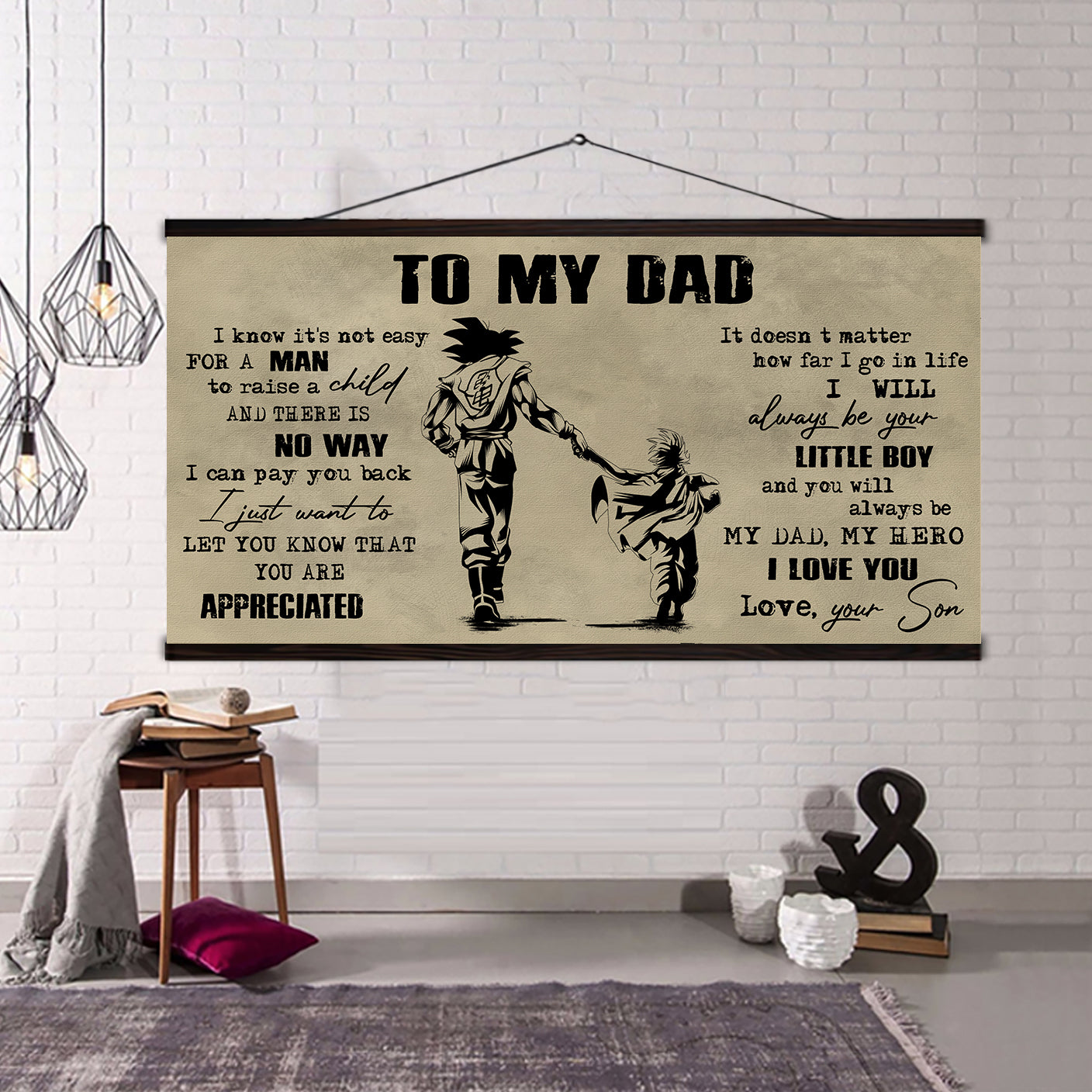 (CV29) TO MY DAD- SON - DRAGON BALL- SOLDIER-FAMILY -DAD SON- GOKU - VIKING - CANVAS POSTER