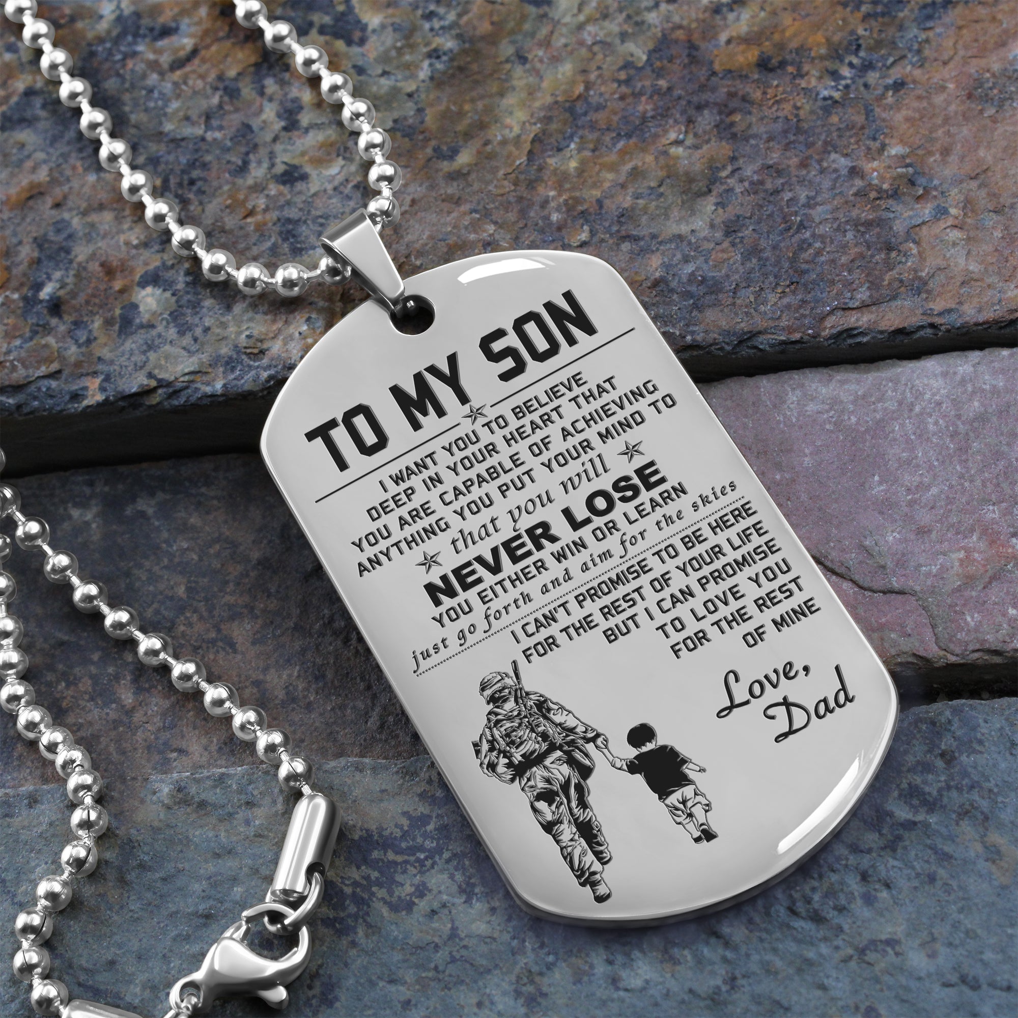 TM2 To My Son Dog Tag Never Lose 2 Dragon ball Goku Vegeta Sol