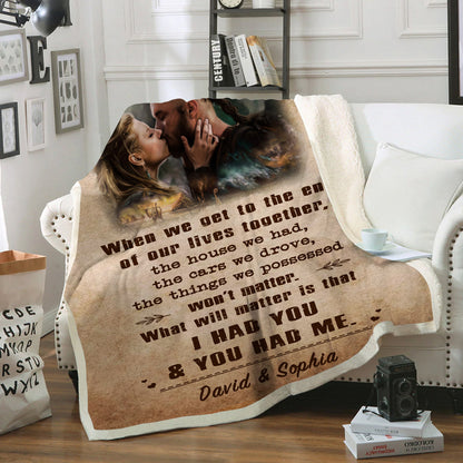 (C1) Carl & Ellie-UP (2009 film) - TO MY WIFE-I HAD YOU AND YOU HAD ME-BLANKET- CANVAS - POSTER -FAMILY- MICKEY-VIKING