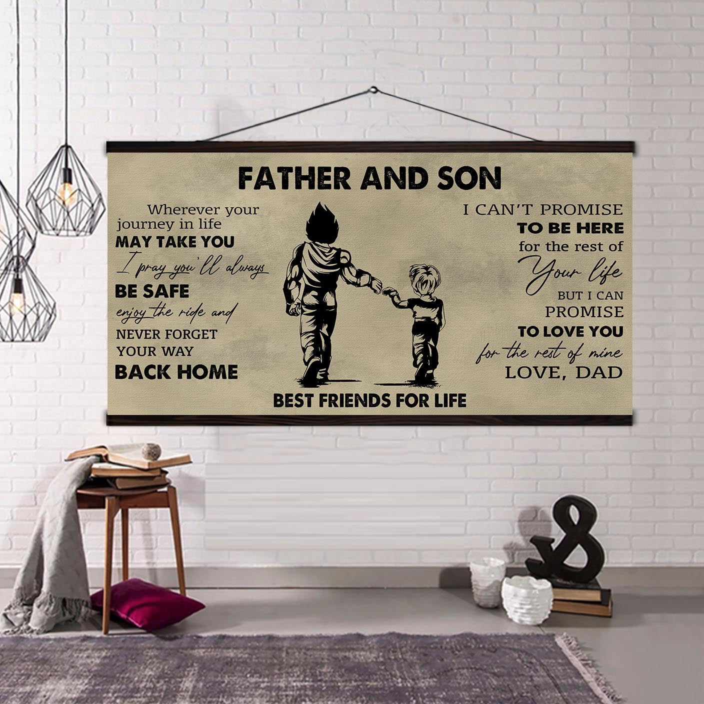 (NV2) TO MY SON-FATHER AND SON- NEVER LOSE- DRAGON BALL - GOKU - FAMILY -CANVAS POSTER