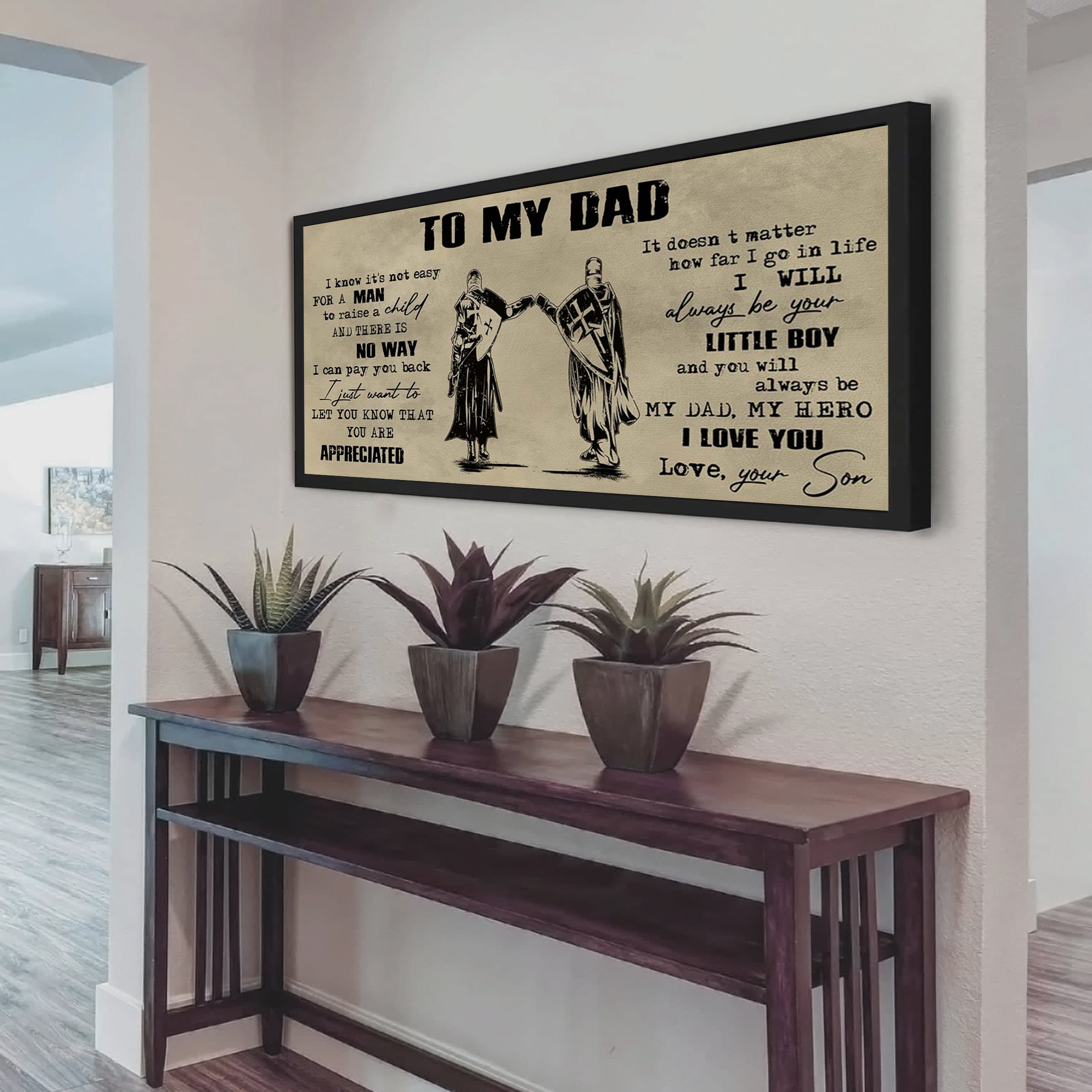 (CV30) TO MY DAD- SON - NEVER LOSE- DRAGON BALL - GOKU - VIKING - CANVAS POSTER