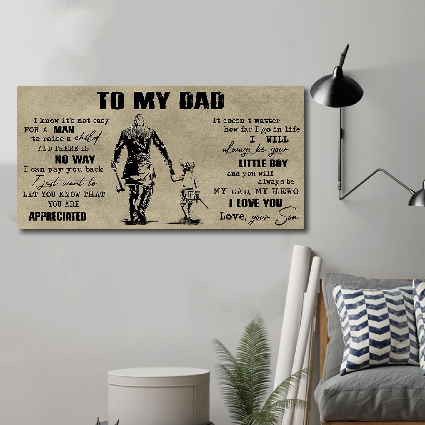 (CV29) TO MY DAD- SON - DRAGON BALL- SOLDIER-FAMILY -DAD SON- GOKU - VIKING - CANVAS POSTER