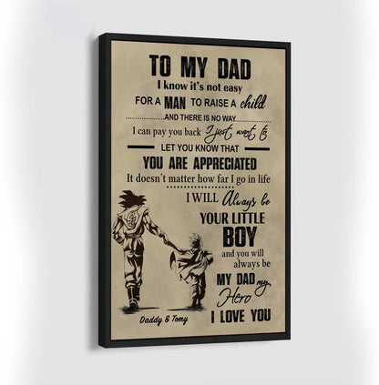 (CV29D) TO MY DAD- SON - DRAGON BALL- SOLDIER-FAMILY -DAD SON- GOKU - VIKING - VERTICAL- CANVAS POSTER