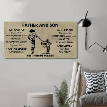 (NV3) TO MY SON-FATHER AND SON- YOU ARE BRAVER THAN YOU BELIEVE- DRAGON BALL - GOKU - FAMILY -CANVAS POSTER