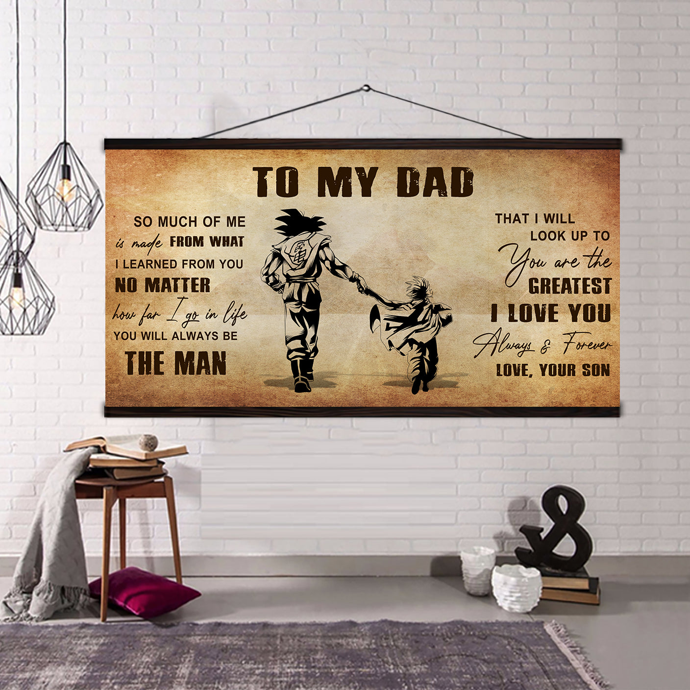 (CV28) TO MY DAD- SON- DRAGON BALL - GOKU - VIKING - CANVAS POSTER