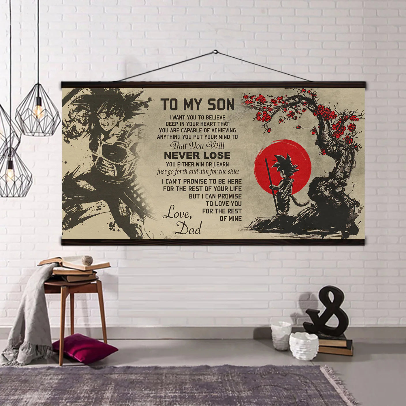 LIGHTING FRAME CANVAS CV42 - TO MY SON NEVER LOSE - DRAGON BALL - GOKU GOHAN