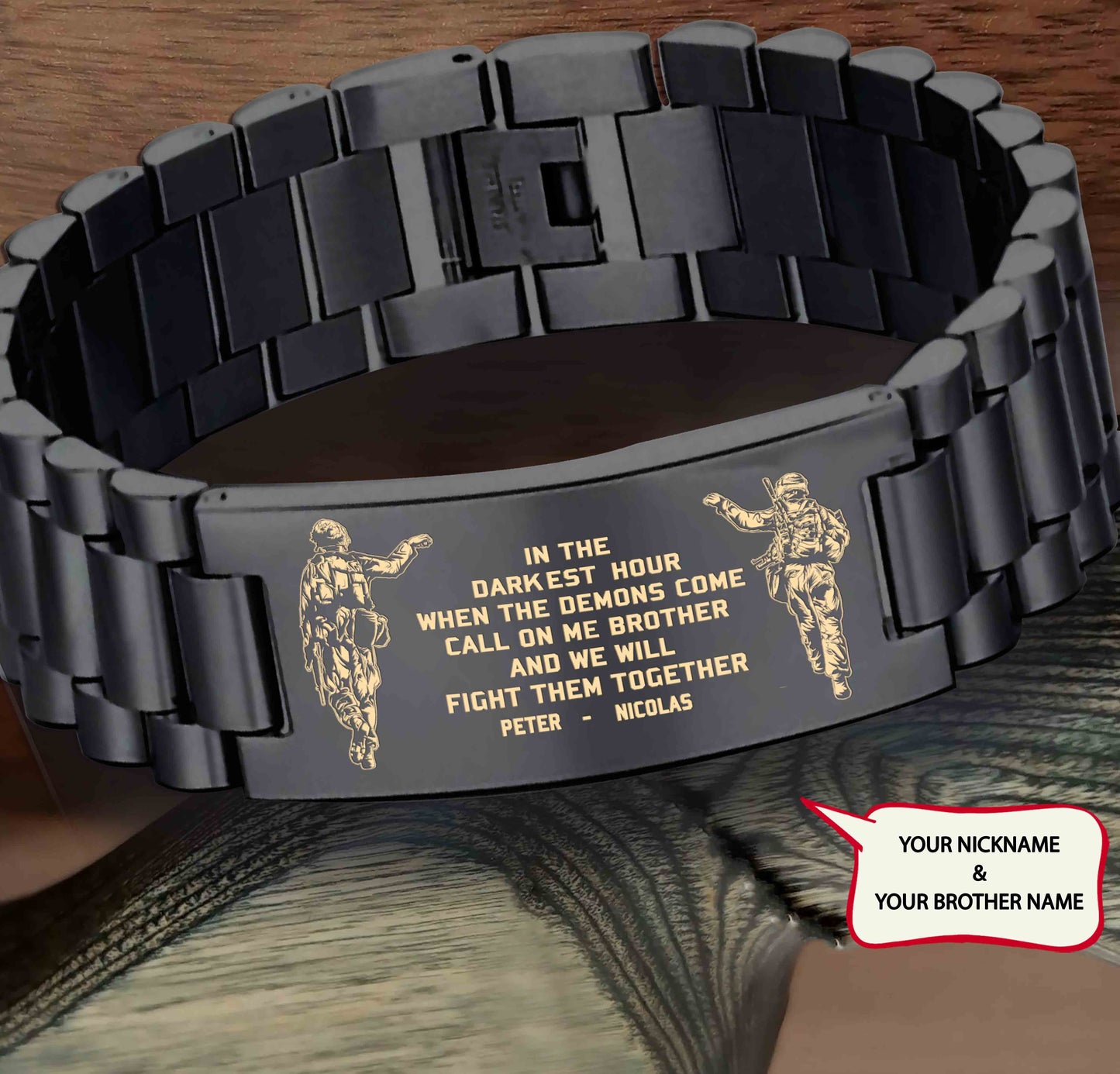 Bra2 Call on me Brother - Goku Vegeta - Soldier -Samurai- One Piece- Naruto- Warrior- Engraved Bracelet All Style