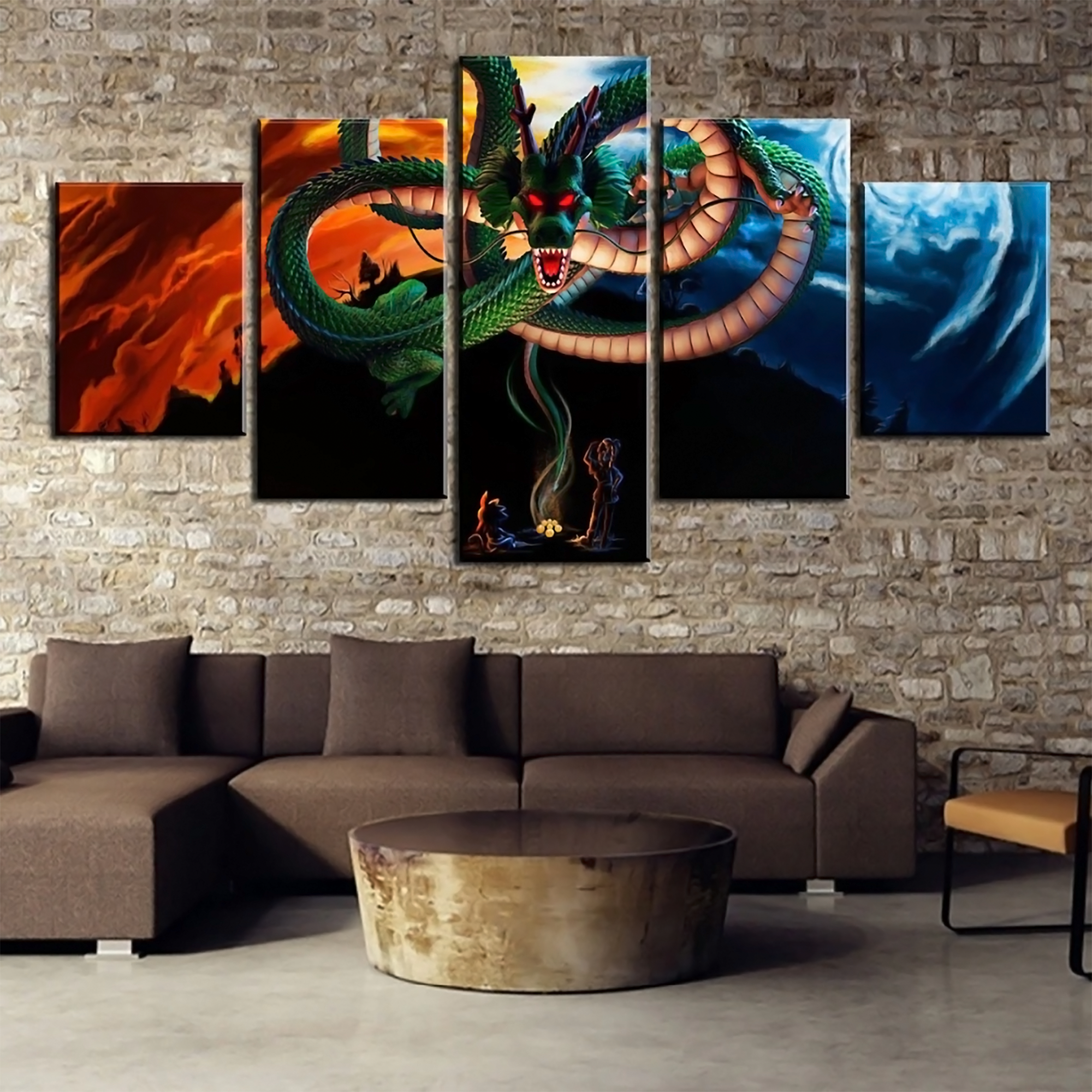 Dragon Ball - 5 Pieces Wall Art - Shenglong - Goku - Bulma - Printed Wall Pictures Home Decor - Dragon Ball Poster - Dragon Ball Canvas