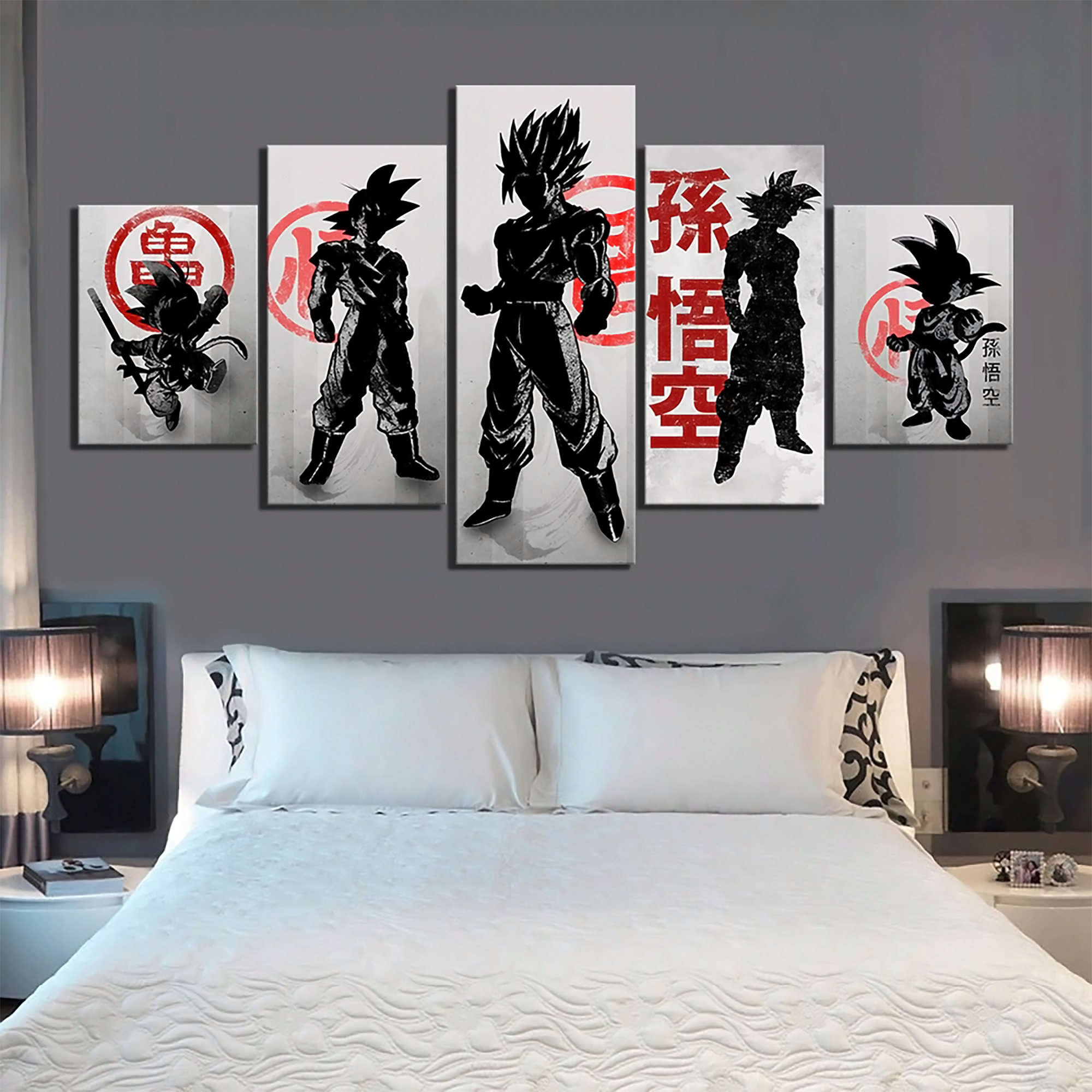 Dragon Ball - 5 Pieces Wall Art - Goku - Kid Goku - Printed Wall Pictures Home Decor - Dragon Ball Poster - Dragon Ball Canvas