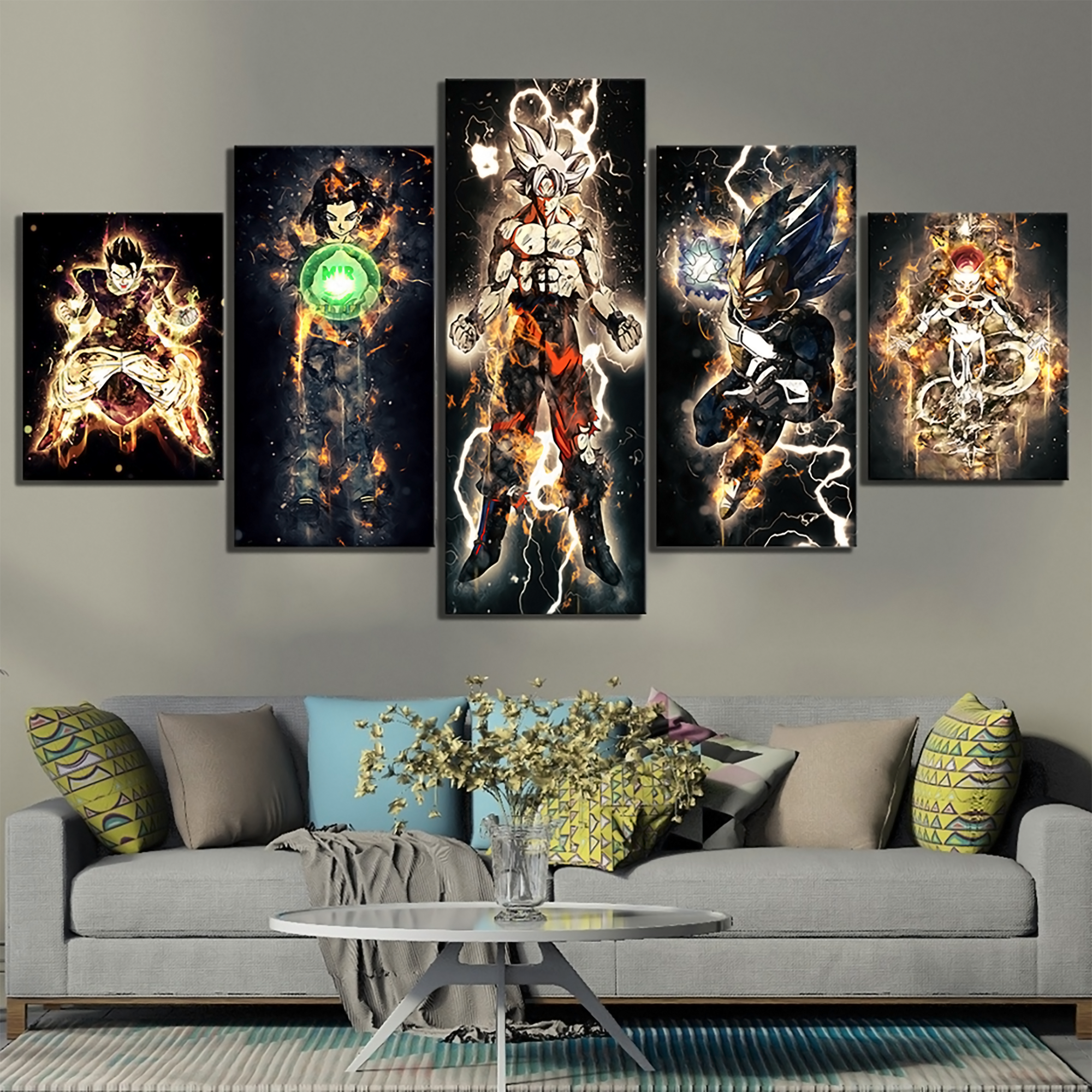 Dragon Ball - 5 Pieces Wall Art - Gohan - Androi 17 - Mastered Ultra Instinct Goku - Vegeta - Frieza - Printed Wall Pictures Home Decor - Dragon Ball Poster - Dragon Ball Canvas