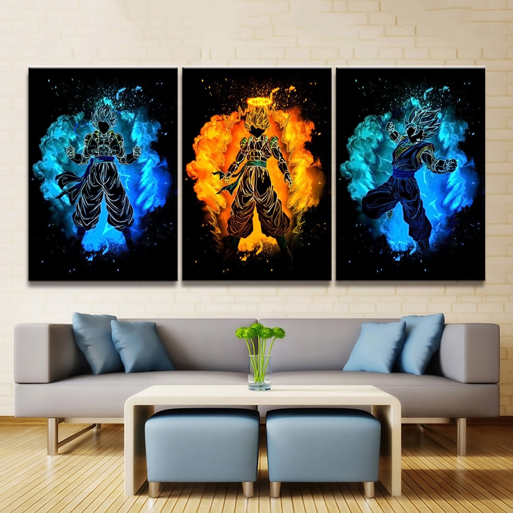 Dragon Ball - 3 Pieces Wall Art - Vegetto - Printed Wall Pictures Home Decor - Dragon Ball Poster - Dragon Ball Canvas