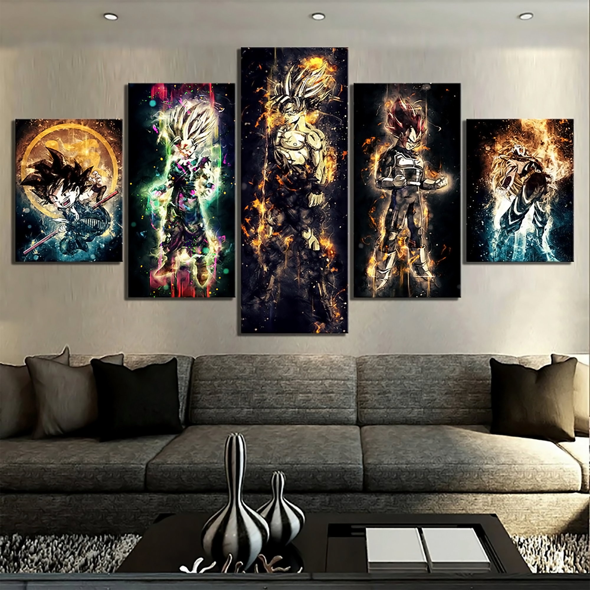 Dragon Ball - 5 Pieces Wall Art - Kid Goku - Goku - Vegeta - Gohan - Printed Wall Pictures Home Decor - Dragon Ball Poster - Dragon Ball Canvas