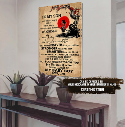 (CV43) TO MY SON- NEVER LOSE - DRAGON BALL - GOKU VEGETA- SOLDIER - NARUTO - CANVAS POSTER ALL STYLE