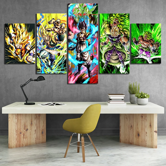 Dragon Ball - 5 Pieces Wall Art - Goku - Vegeta - Vegeto - Broly - Printed Wall Pictures Home Decor - Dragon Ball Poster - Dragon Ball Canvas