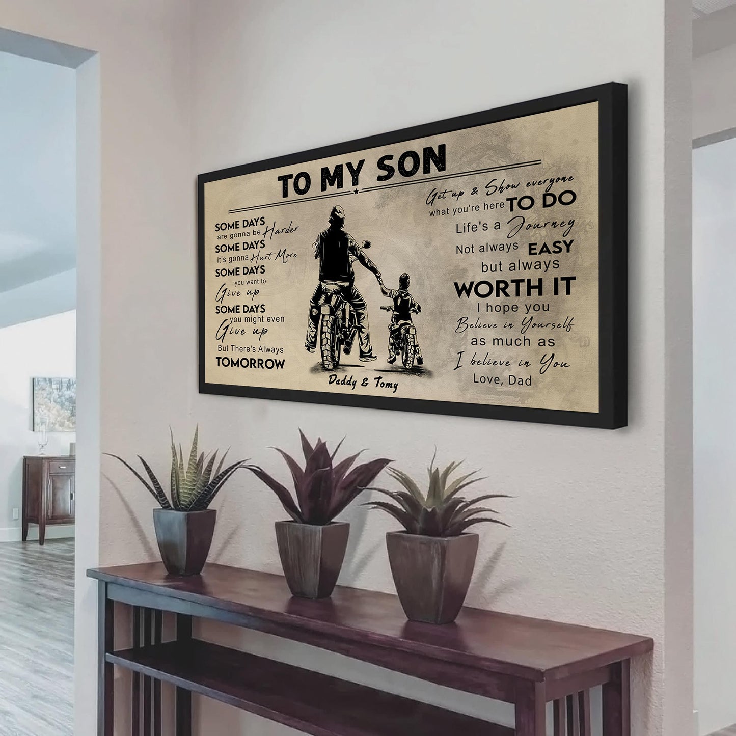 (CV41) TO MY DAD- SON- DRAGON BALL - GOKU - VIKING - BIKER- PICOLO- CANVAS POSTER