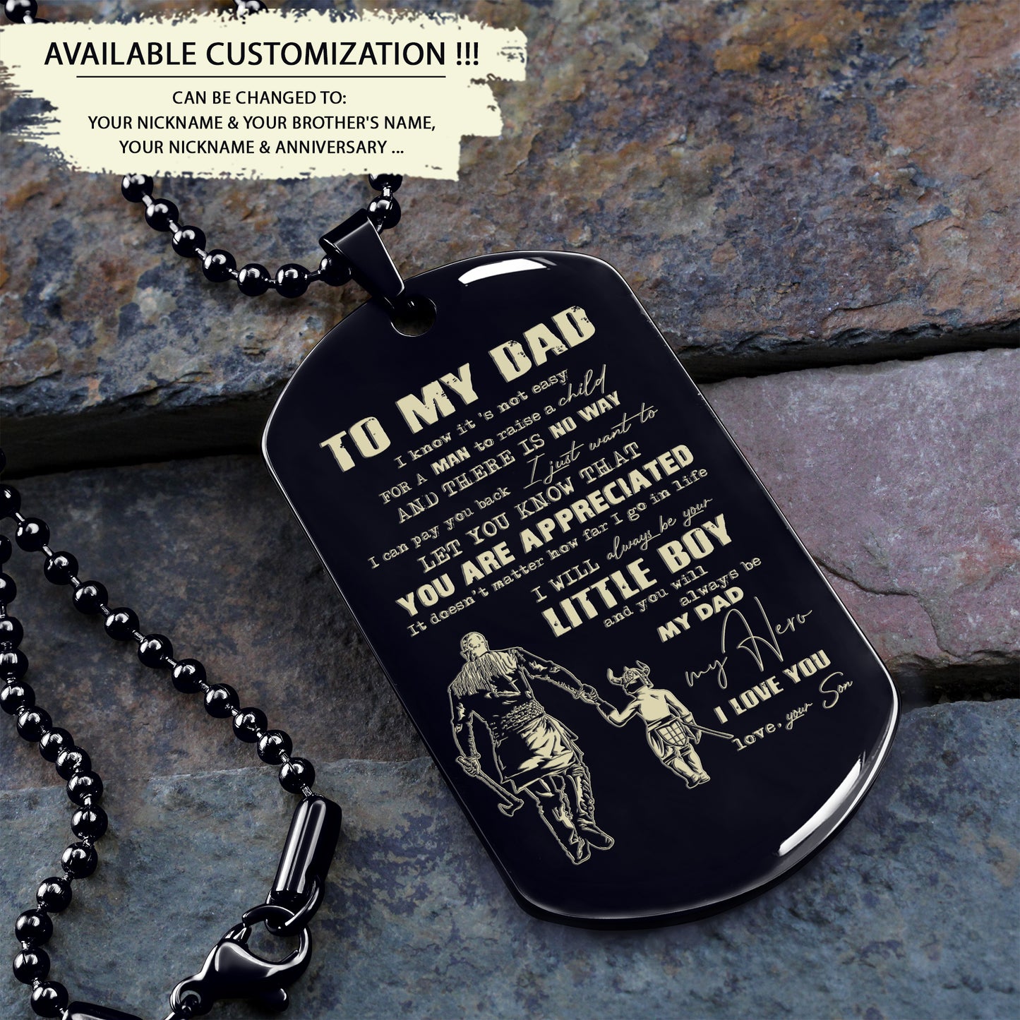 G2 - To My Dad - Son- Dog Tag  - Viking - Father's day
