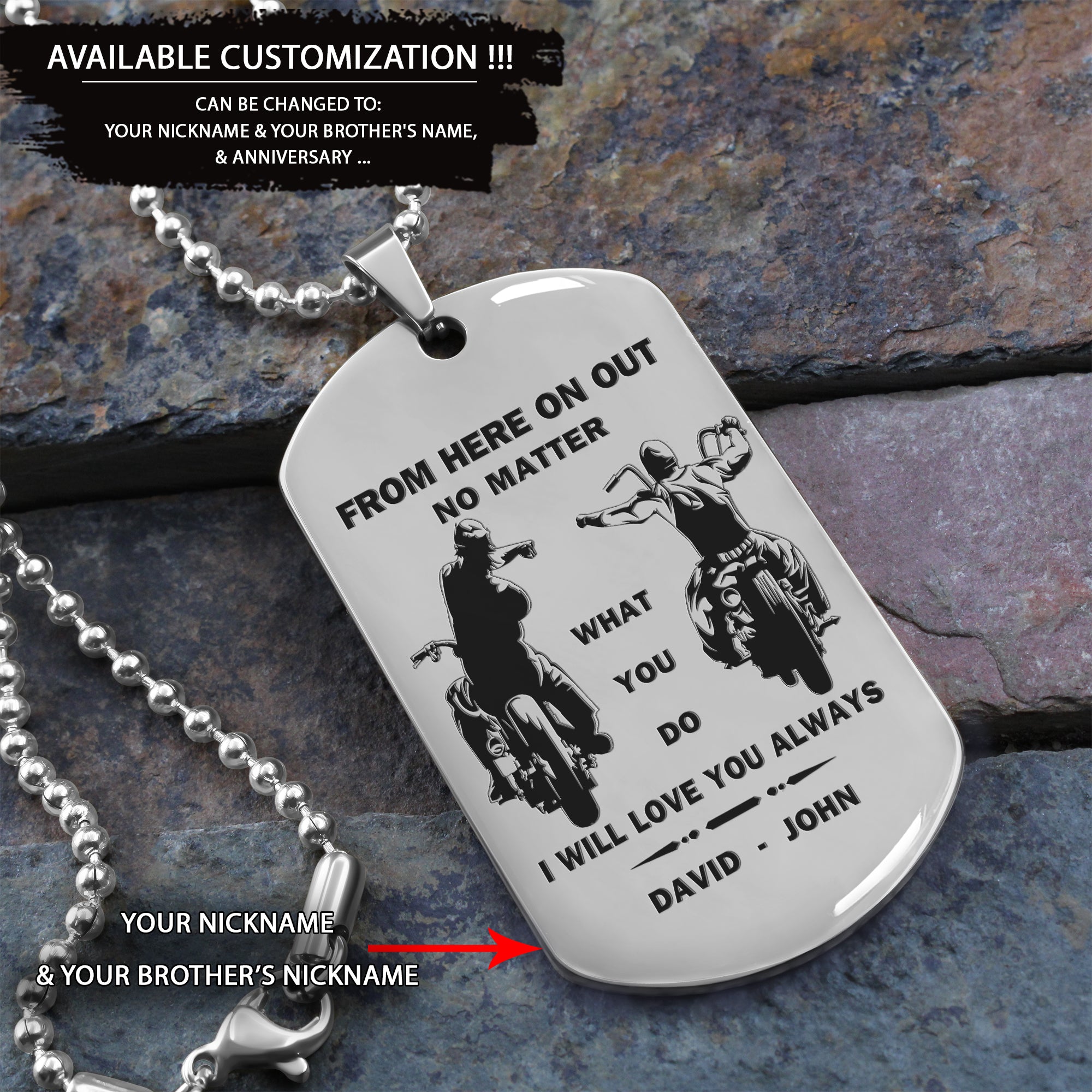 BR46 From Here On Out No Matter What You Do I Will love You Always - Dragon ball - Goku Vegeta- Soldier - Naruto - Engraved Dog Necklace All Style