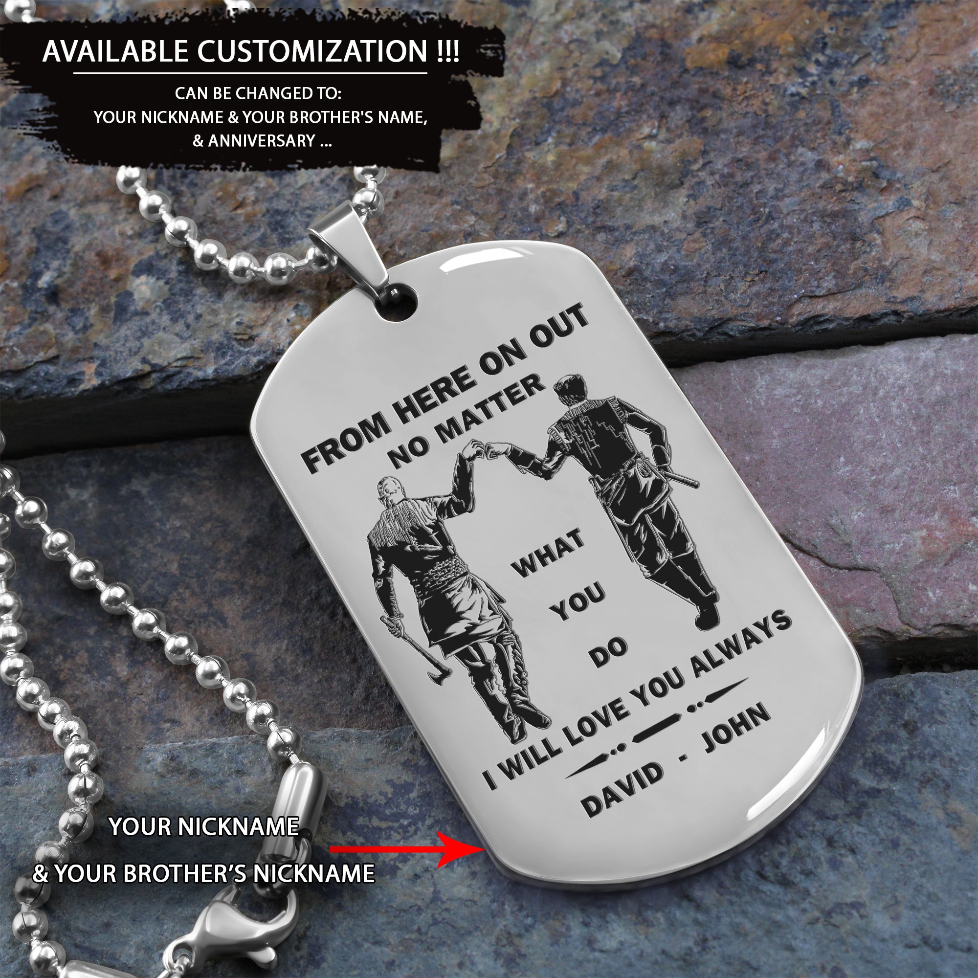 BR46 From Here On Out No Matter What You Do I Will love You Always - Dragon ball - Goku Vegeta- Soldier - Naruto - Engraved Dog Necklace All Style