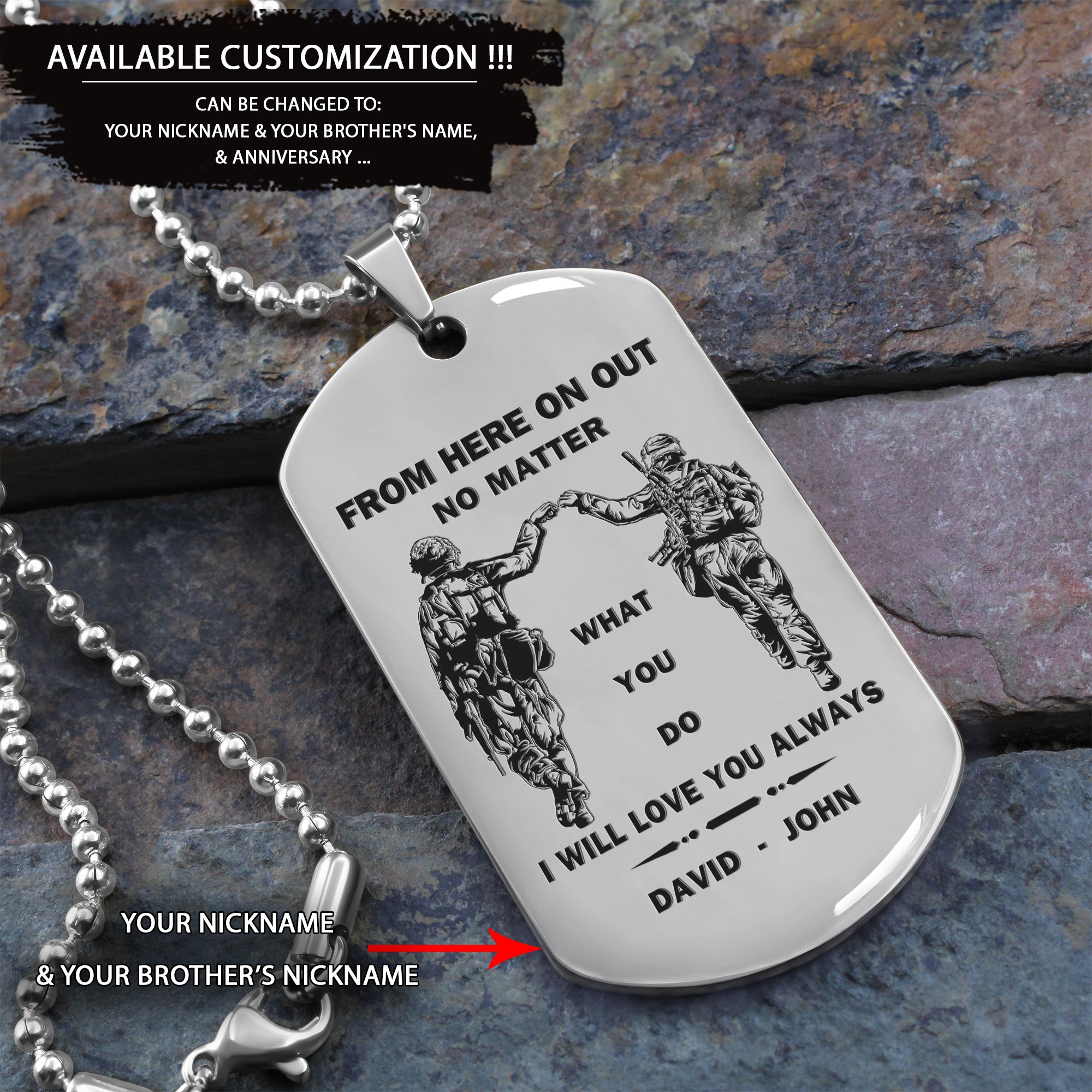 BR46 From Here On Out No Matter What You Do I Will love You Always - Dragon ball - Goku Vegeta- Soldier - Naruto - Engraved Dog Necklace All Style