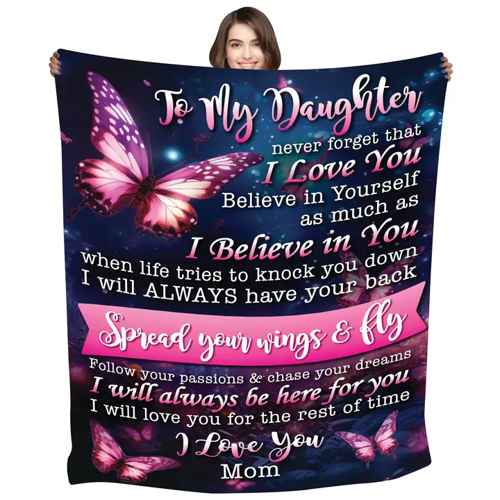 (M25) TO MY DAUGHTER - SPEARD YOUR WINGS AND FLY- MOM DAUGHTER - BLANKET-QUILT