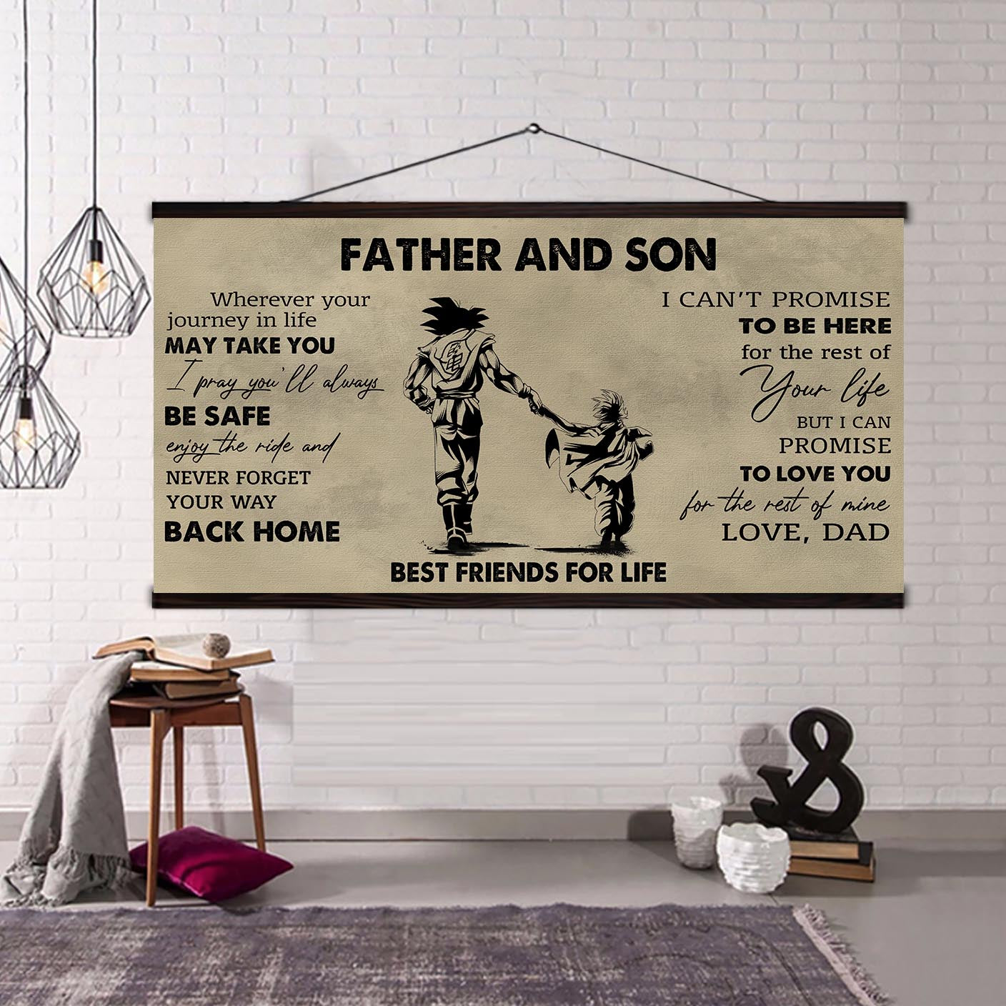 (NV2) TO MY SON-FATHER AND SON- NEVER LOSE- DRAGON BALL - GOKU - FAMILY -CANVAS POSTER