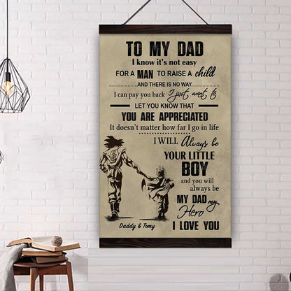 (CV29D) TO MY DAD- SON - DRAGON BALL- SOLDIER-FAMILY -DAD SON- GOKU - VIKING - VERTICAL- CANVAS POSTER