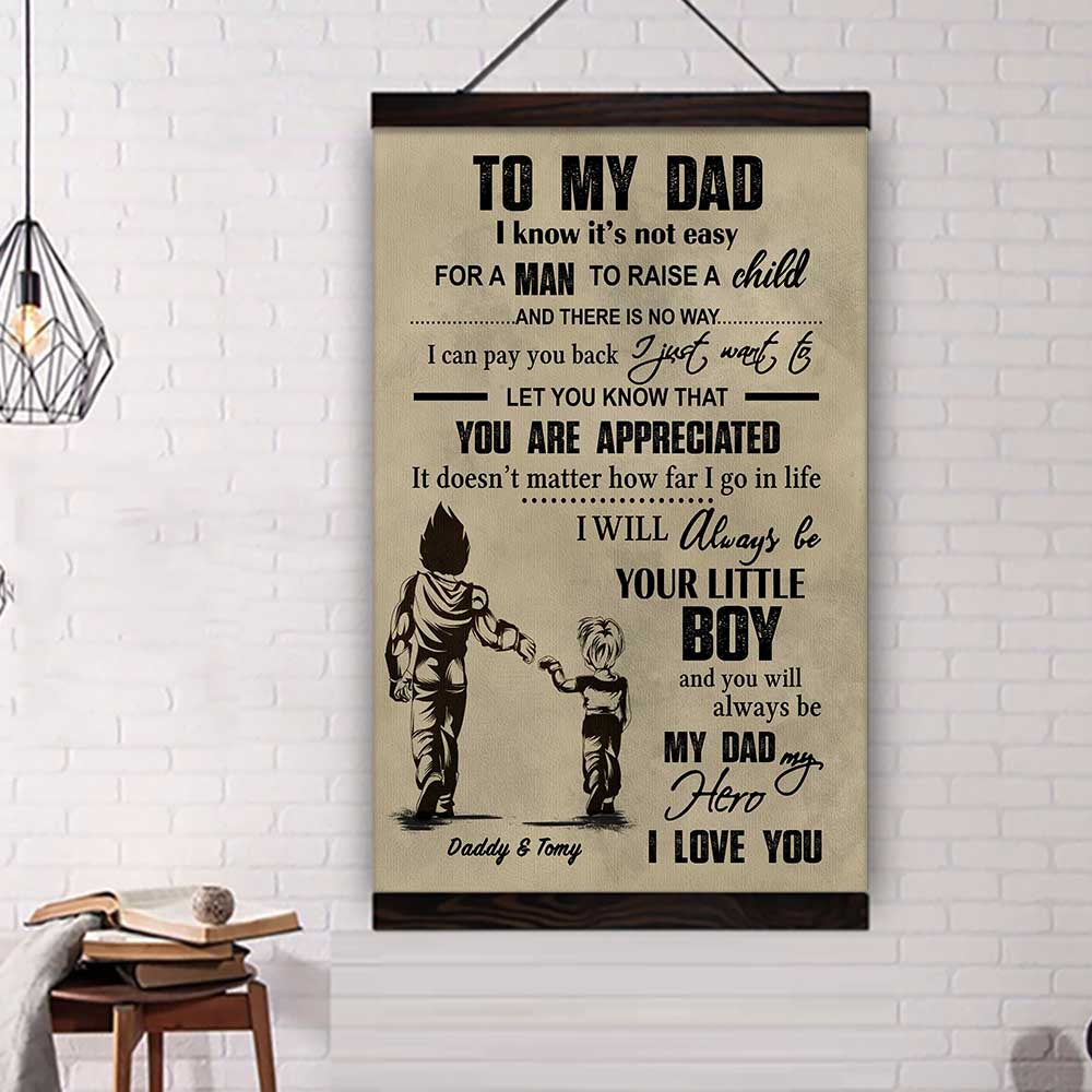 (CV29D) TO MY DAD- SON - DRAGON BALL- SOLDIER-FAMILY -DAD SON- GOKU - VIKING - VERTICAL- CANVAS POSTER
