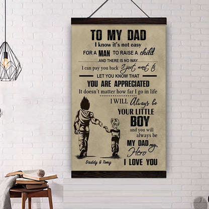 (CV29D) TO MY DAD- SON - DRAGON BALL- SOLDIER-FAMILY -DAD SON- GOKU - VIKING - VERTICAL- CANVAS POSTER