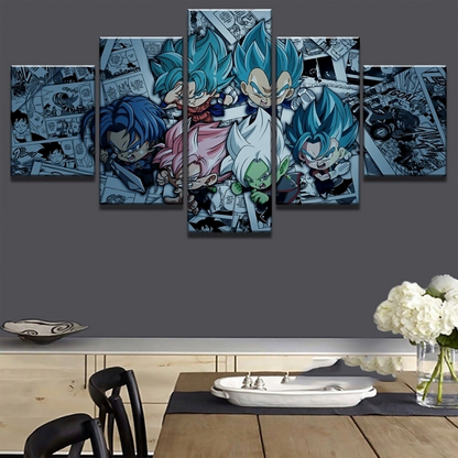 Dragon Ball - 5 Pieces Wall Art - Goku - Vegeta - Super Saiyan Blue - Super Saiyan Rose - Trunk - Vegeto - Zamasu -Black Goku  - Printed Wall Pictures Home Decor - Dragon Ball Poster - Dragon Ball Canvas