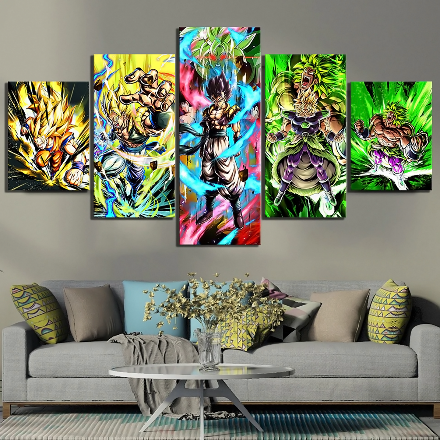 Dragon Ball - 5 Pieces Wall Art - Goku - Vegeta - Vegeto - Broly - Printed Wall Pictures Home Decor - Dragon Ball Poster - Dragon Ball Canvas