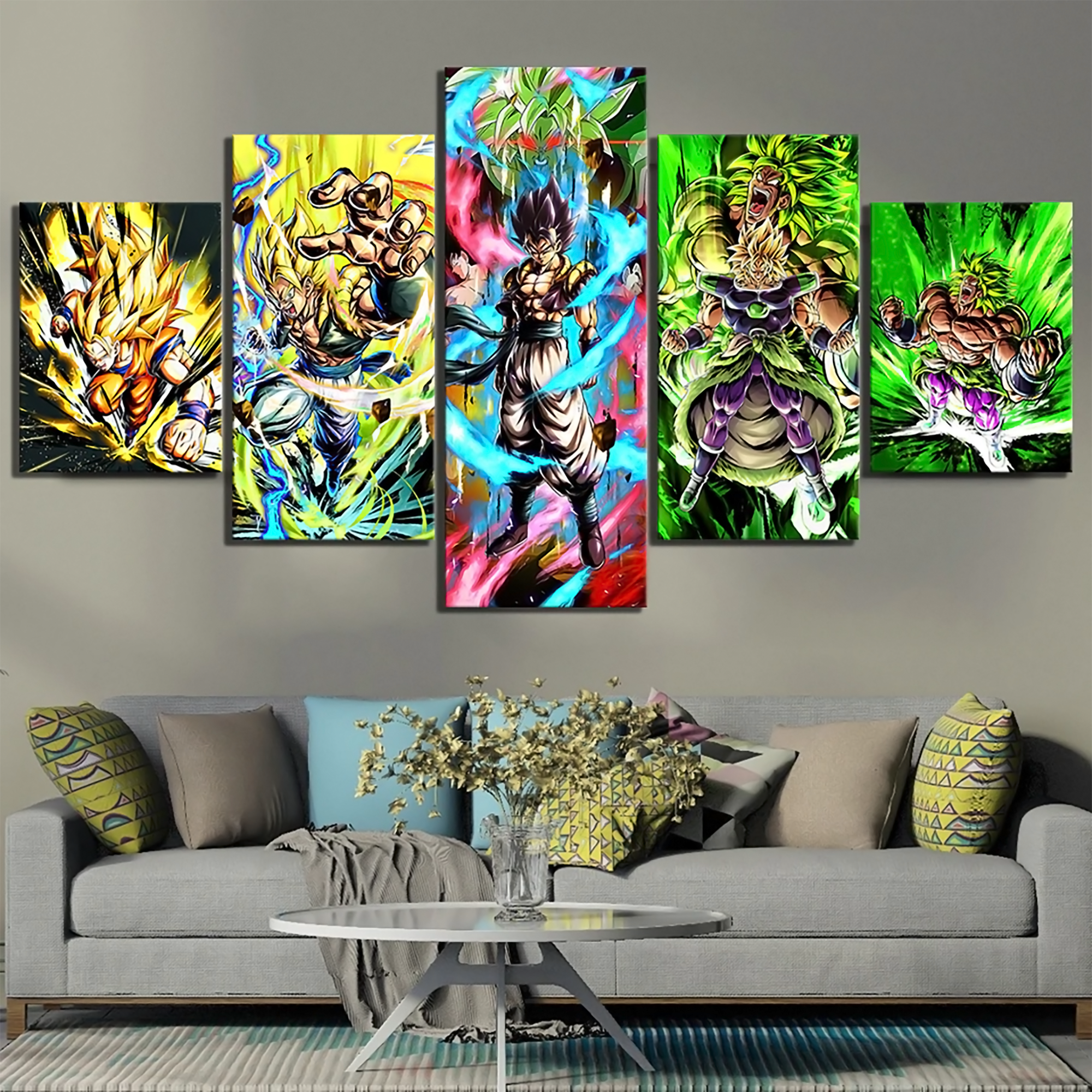 Dragon Ball - 5 Pieces Wall Art - Goku - Vegeta - Vegeto - Broly - Printed Wall Pictures Home Decor - Dragon Ball Poster - Dragon Ball Canvas