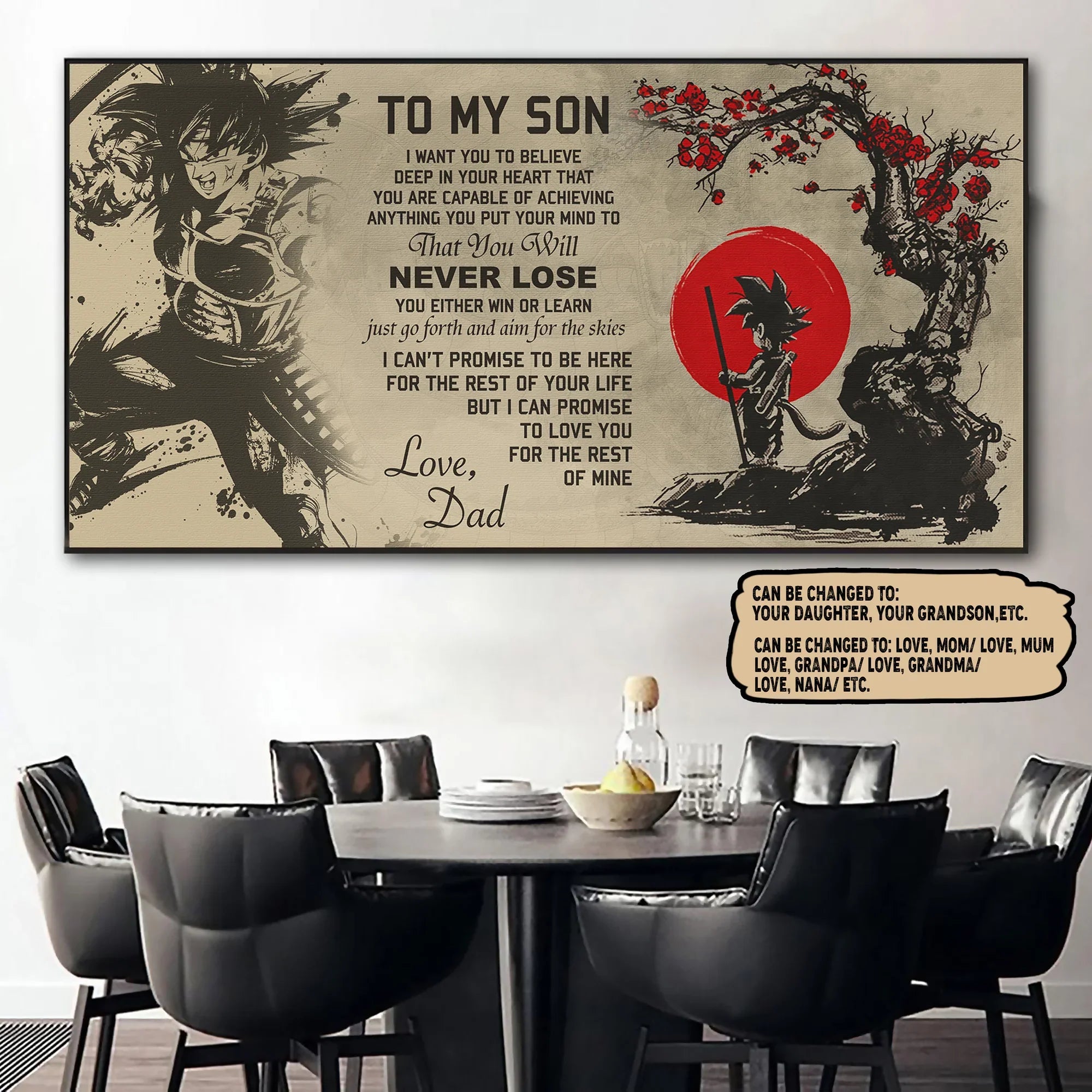 LIGHTING FRAME CANVAS CV42 - TO MY SON NEVER LOSE - DRAGON BALL - GOKU GOHAN