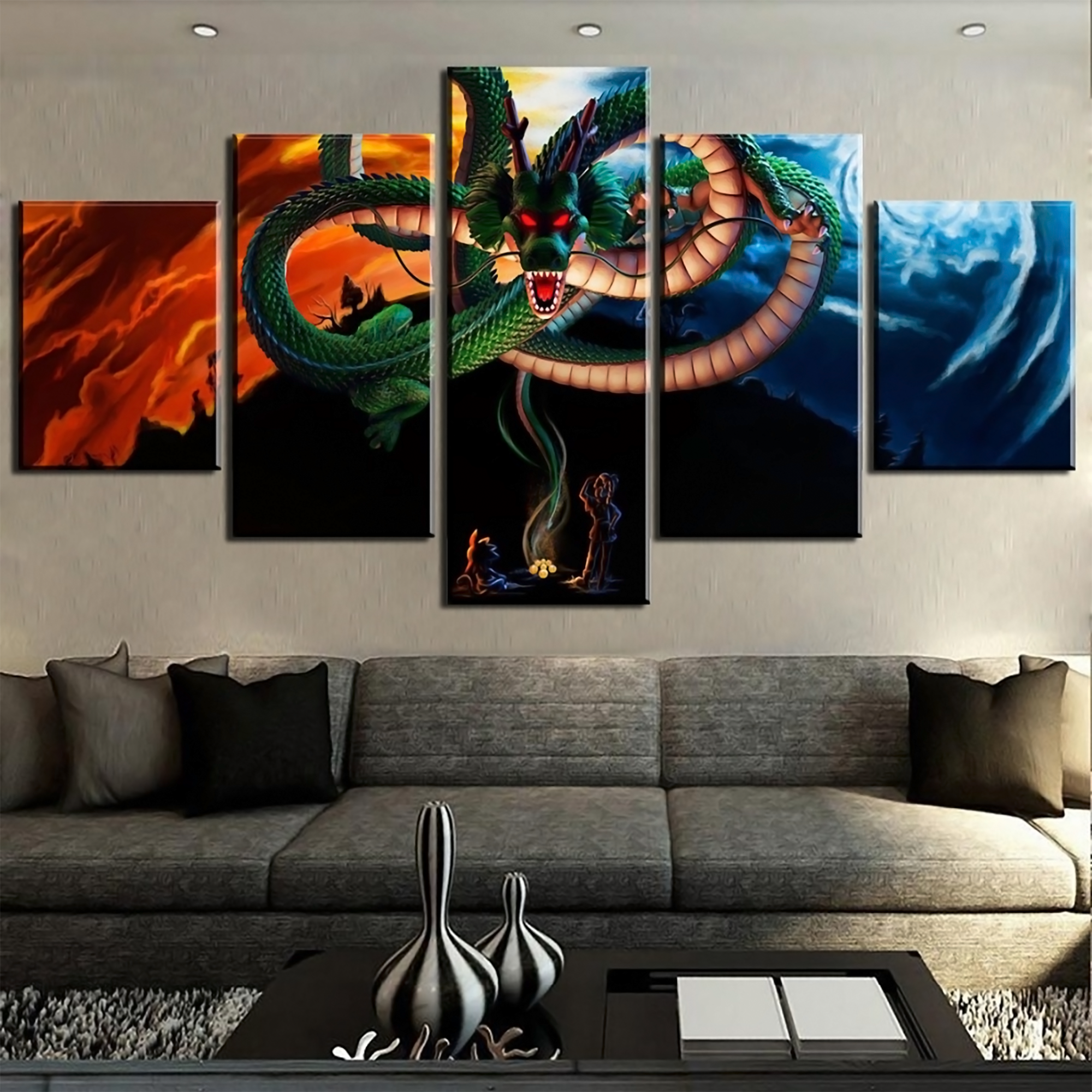 Dragon Ball - 5 Pieces Wall Art - Shenglong - Goku - Bulma - Printed Wall Pictures Home Decor - Dragon Ball Poster - Dragon Ball Canvas