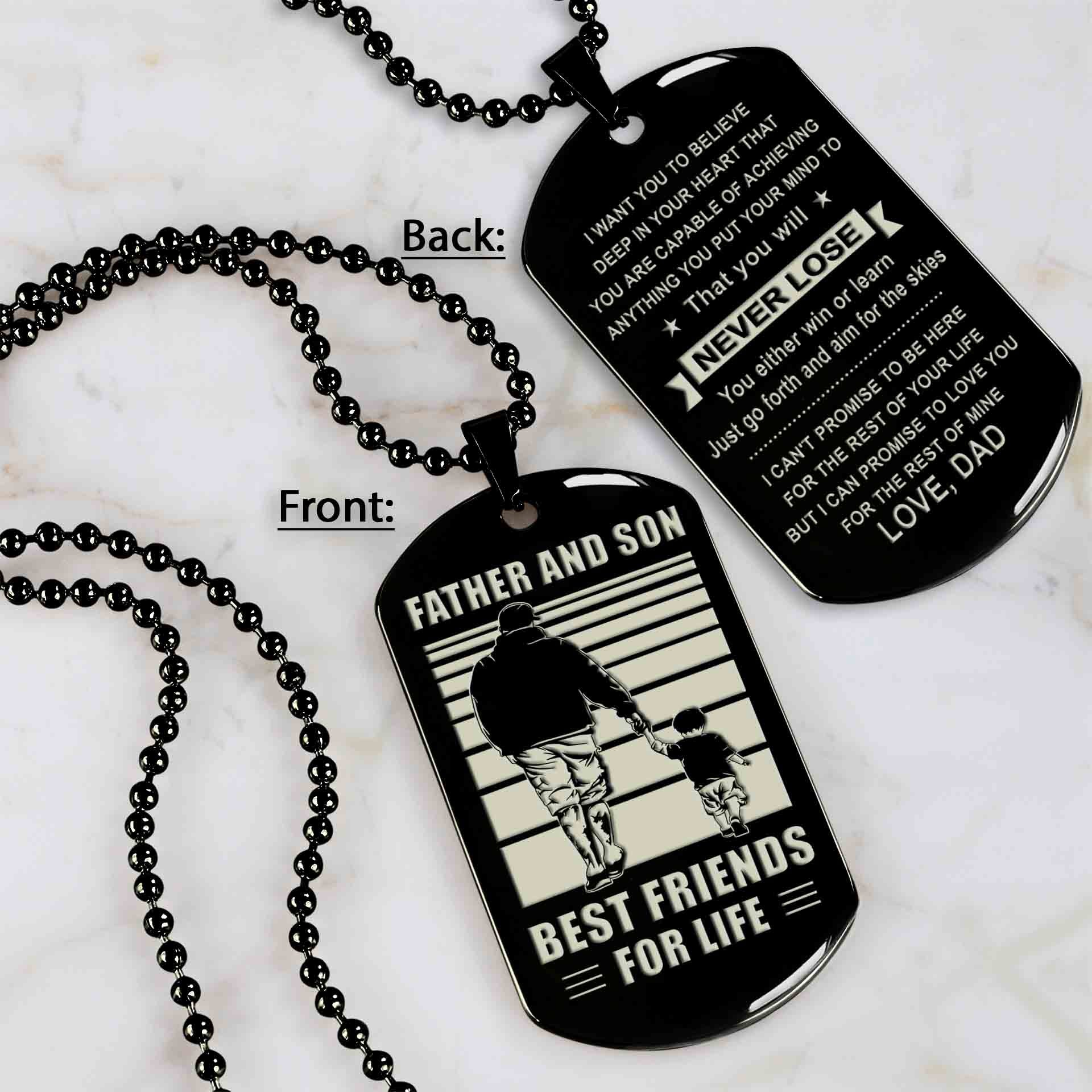 TM8 - To My Son never lose- Dog Tag Two Side- Dragon Ball - Viking-Dad Son- Family