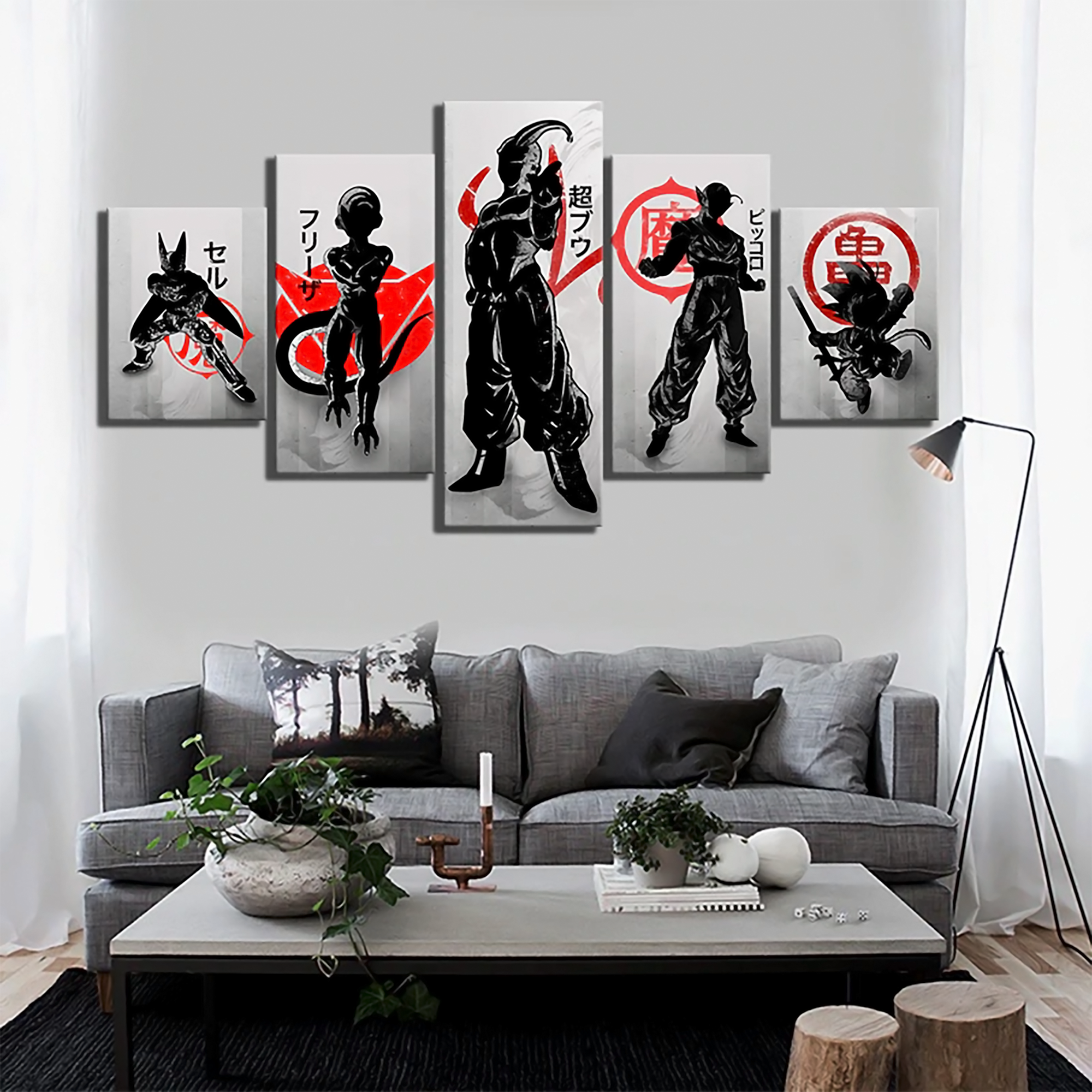 Dragon Ball - 5 Pieces Wall Art - Cell - Frieza - Majim Buu - Piccolo - Kid Goku - Printed Wall Pictures Home Decor - Dragon Ball Poster - Dragon Ball Canvas