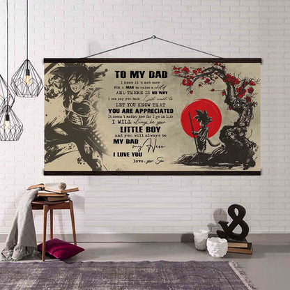 (LD76a) TO MY DAD- SON- DRAGON BALL - GOKU - CANVAS POSTER