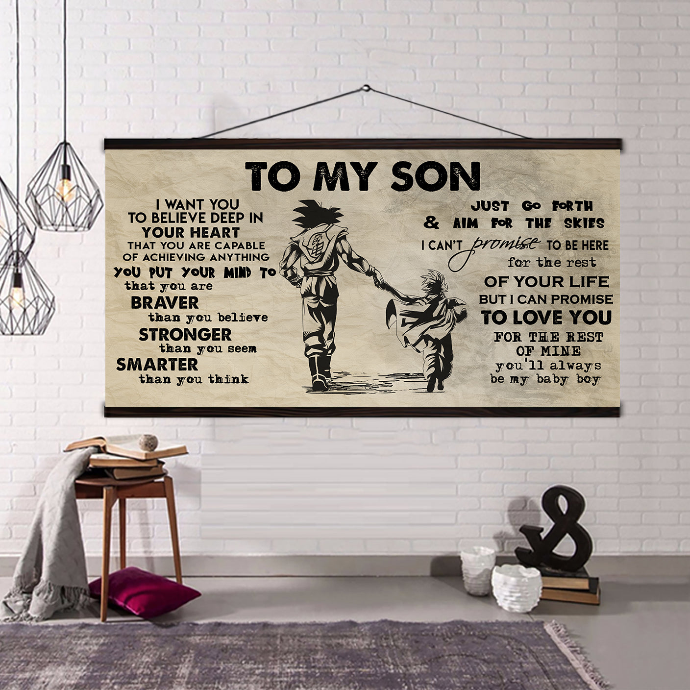 (CV32) TO MY SON- I WANT YOU TO BELIEVE- DRAGON BALL - GOKU - VIKING - CANVAS POSTER