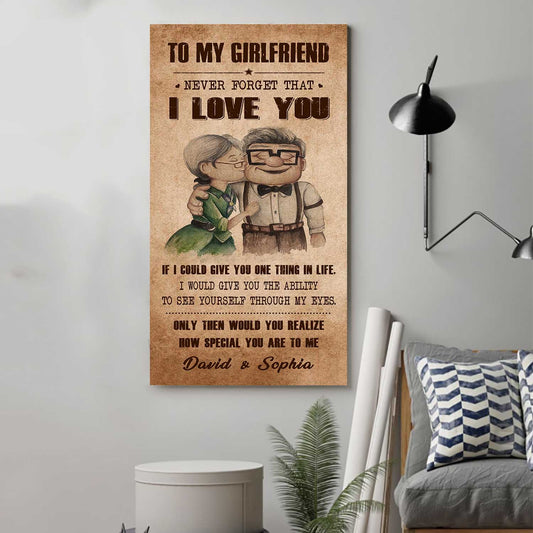 (X21) TO MY GIRLFRIEND-NEVER FORGET THAT I LOVE YOU HOW SPEACIAL YOU ARE TO ME-Carl & Ellie-UP - CANVAS POSTER