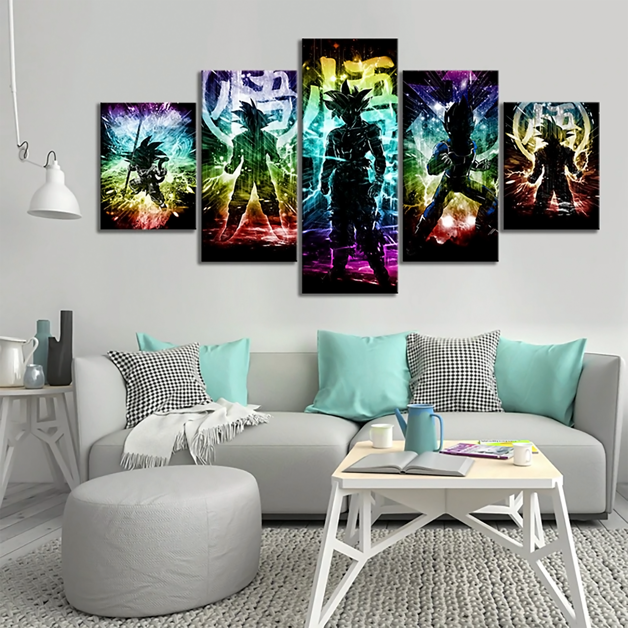 Dragon Ball - 5 Pieces Wall Art - Goku - Vegeta - Kid Goku - Printed Wall Pictures Home Decor - Dragon Ball Poster - Dragon Ball Canvas